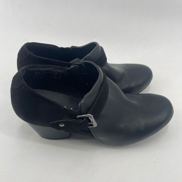 American Eagle Womens Ankle Boots 2.5" Block Heels Zipper Buckle Suede Black 9M - Picture 10 of 10